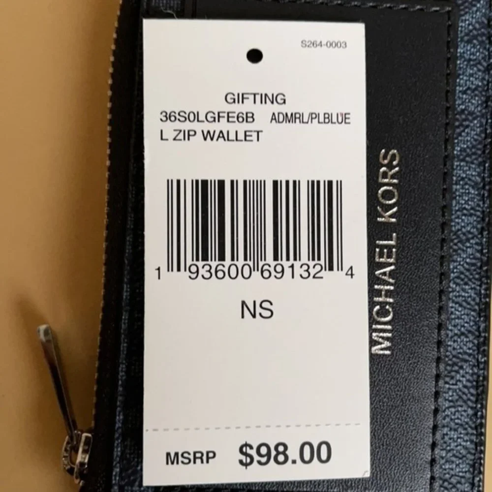Michael Kors L Zip Mini Wallet Admiral NWT